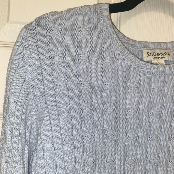 Light Blue St. John’s Bay Classic Cable Knit Sweater - Picture 7 of 8